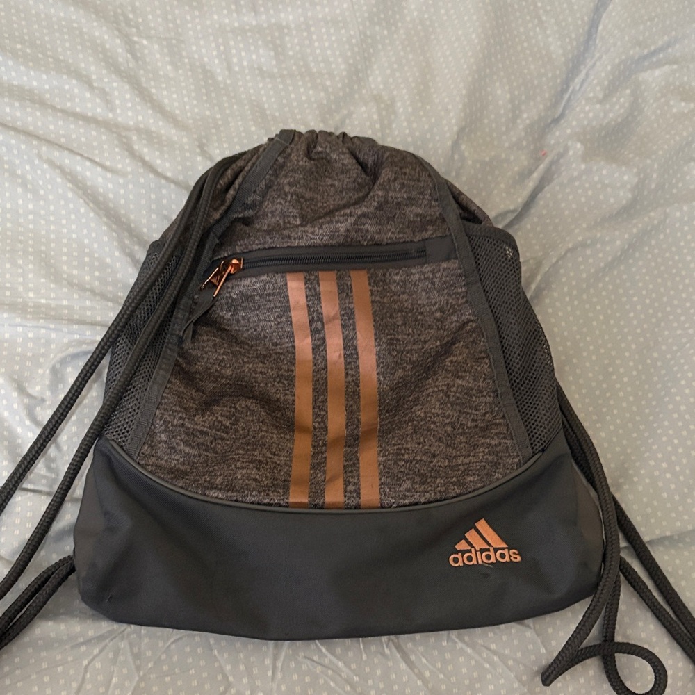 Adidas Charcoal and Bronze Drawstring Backpack